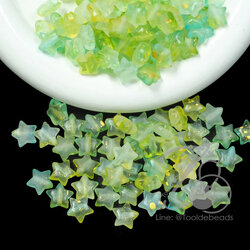 ลูกปัดเนื้อทราย 10มม. ลายดาว สีเขียวทูโทน (10 กรัม) SKU-17095