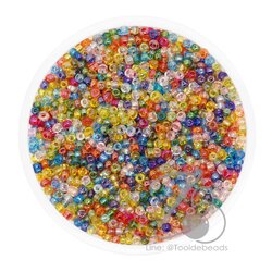 ลูกปัดเม็ดทราย 12/0 โทนรุ้ง คละสี (450 กรัม) SKU-08984