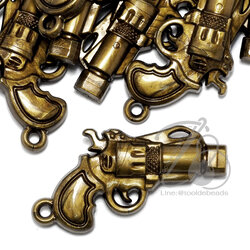 จี้อะคริลิค 35*49มม. ลายปืน สีสนิม (15 กรัม) SKU-09440