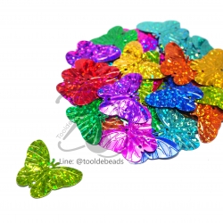 เลื่อมผีเสื้อดิสโก้ 30*25มม. คละสี (80 กรัม) SKU-04714