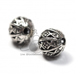 ลูกปัดโรเดียม 38 8มม. กลมฉลุ (1 ชิ้น) SKU-03461