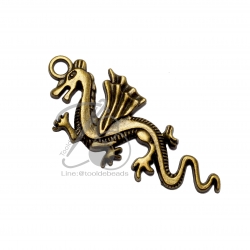 จี้เหล็ก 81 20*49มม. ลายมังกร สีสนิม (1 ชิ้น) SKU-00925