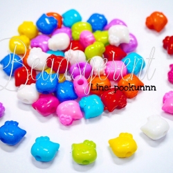 ลูกปัดอะคริลิค 13มม. ลายแมว สีสด (15 กรัม) SKU-05015
