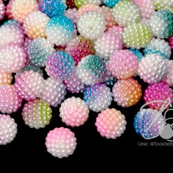 ลูกปัดมุกพลาสติก มุกระเบิด ทรงกลม หลากสี (50 กรัม) SKU-12544