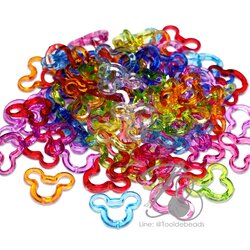 จี้อะคริลิค 24มม. ลายหัวหมี คละสีใส (500 กรัม) SKU-12020