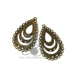 จี้เหล็ก 570 30มม. ลายหยดน้ำฉลุ สีสนิม (1 ชิ้น) SKU-09729