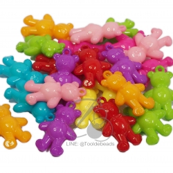 ลูกปัดอะคริลิค 26*41มม. ลายหมียืน คละสีสด (15 กรัม) SKU-06877