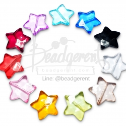 ลูกปัดอะคริลิค 30มม. ลายดาว คละสีใส (500 กรัม) SKU-04693
