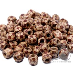 ลูกปัดไม้ 12มม. ทรงโอ่ง เพนท์ลายบอล (500 กรัม) SKU-09627