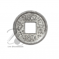 ลูกปัดโรเดียม 156 15มม. ลายเหรียญ (1 ชิ้น) SKU-03371