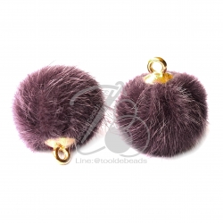 จี้บอลขน 16มม. สีม่วง (1 ชิ้น) SKU-05829