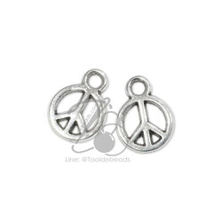 ลูกปัดโรเดียม 210 13มม. ลายPEACE สีเงิน (10 กรัม) SKU-16531