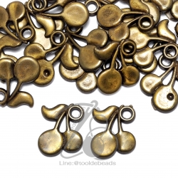 จี้อะคริลิค 15*20มม. ลายเชอร์รี สีสนิม (500 กรัม) SKU-03092