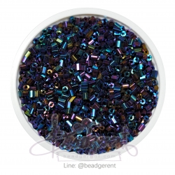 ปล้องสั้น โทนรุ้ง สีดำเหลือบน้ำเงิน (450 กรัม) SKU-16928