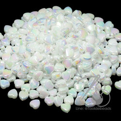 ลูกปัดพลาสติก เคลือบรุ้ง 9มม. ลายหัวใจ สีขาวรุ้ง (500 กรัม) SKU-14389