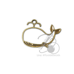 จี้เหล็ก 590 28*37มม. ลายปลาโลมา สีสนิม (1 ชิ้น) SKU-16785