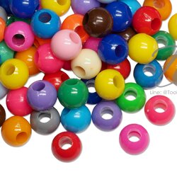 ลูกปัดสีสด ทรงกลม 14มม. รูกว้าง (15 กรัม) SKU-05537