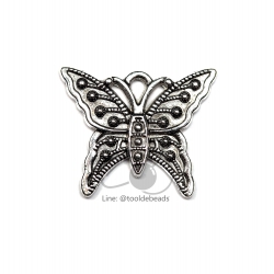 จี้เหล็ก 222 25*21มม. ลายผีเสื้อ สีเงิน (1 ชิ้น) SKU-00628