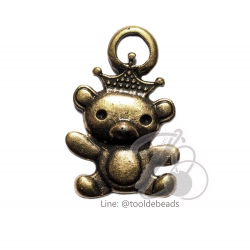 จี้เหล็ก 354 16*24มม. ลายหมีสวมมงกุฎ สีสนิม (1 ชิ้น) SKU-00828