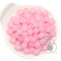 ลูกปัดเนื้อทราย 10มม. ทรงกลม สีชมพู (500 กรัม) SKU-15223