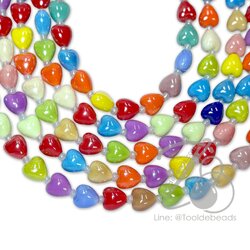 ลูกปัดเซรามิก 12มม. ลายหัวใจ คละสี (25 ชิ้น) SKU-18511