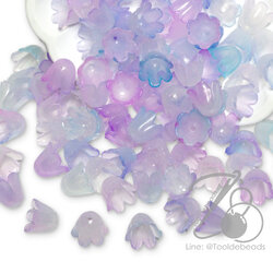 ลูกปัดอะคริลิค 8*10มม. ตัวครอบดอกไม้ สีหวาน (500 กรัม) SKU-13049