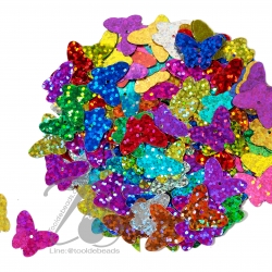 เลื่อมผีเสื้อดิสโก้ 17*15มม. คละสี (80 กรัม) SKU-06390