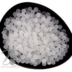 ลูกปัดเนื้อทราย 6มม. ทรงกลม สีขาว (50 กรัม) SKU-11908