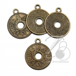 จี้เหล็ก 112 25มม. ลายเหรียญสยามรัฐ สีสนิม (1 ชิ้น) SKU-00416