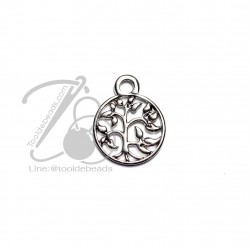 จี้เหล็ก 415 15มม. ลายต้นไม้ สีเงิน (1 ชิ้น) SKU-05991