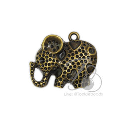 จี้เหล็ก 563 37มม. ลายช้าง สีสนิม (1 ชิ้น) SKU-16675