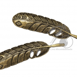 จี้เหล็ก 49 12*54มม. ลายขนนก สีสนิม (1 ชิ้น) SKU-00889