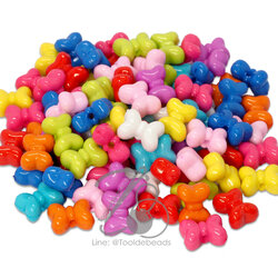 ลูกปัดอะคริลิค 15*12มม. ลายโบว์มินนี สีสด (500 กรัม) SKU-06919