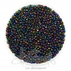 ลูกปัดเม็ดทราย 12/0 โทนรุ้ง สีดำ (450 กรัม) SKU-04127