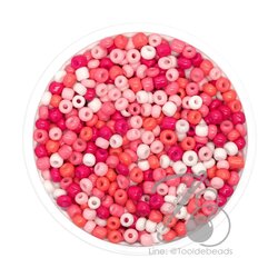 OK Brand ลูกปัดเม็ดทราย 8/0 โทนด้าน สีกุหลาบ (450 กรัม) SKU-08879