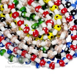 ลูกปัดแก้ว 10*13มม. ทรงเห็ด (23 เม็ด) SKU-18491