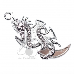 จี้เหล็ก 84 18*20มม. ลายมังกร สีเงิน (1 ชิ้น) SKU-00930