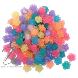 ลูกปัดอะคริลิค 13มม. ลายกุหลาบร้อยข้าง คละสีเยลลี่ (500 กรัม) SKU-12268