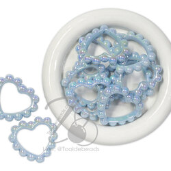 ลูกปัดอะคริลิค 42มม. ลายหัวใจ เคลือบรุ้ง สีฟ้า (10 กรัม) SKU-16986