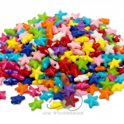 ลูกปัดอะคริลิค 8มม. ลายดาวนูน คละสีสด (500 กรัม) SKU-06992