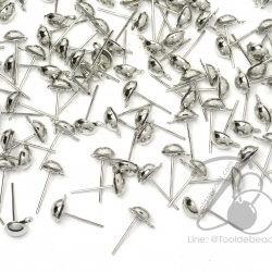 ก้านต่างหู มีห่วง 6*15มม. สีนิกเกิ้ล (10 กรัม) SKU-06959