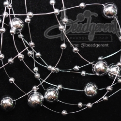 มุกเส้น 8มม. ลายมุกเจ้าสาว สีเงิน (1 หลา) SKU-01845