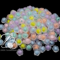 ลูกปัดอะคริลิค 12มม. ลายกุหลาบสอดไส้ คละสีขุ่นใส (10 กรัม) SKU-14192