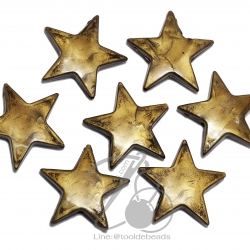 ลูกปัดอะคริลิค 26มม. ลายดาวแบน สีสนิม (500 กรัม) SKU-03126