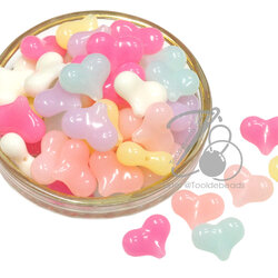 ลูกปัดอะคริลิค 20มม. ลายหัวใจแหลม คละสีเยลลี่หวาน (10 กรัม) SKU-15020