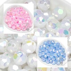 ลูกปัดพลาสติก เคลือบรุ้ง 8มม. เจียเหลี่ยม (500 กรัม) SKU-17635