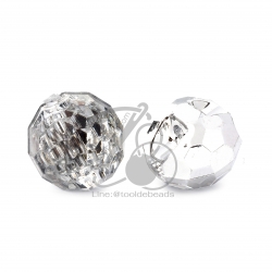 ลูกปัดเจียเพชร 12มม. ทรงกลมร้อยข้าง สีขาว (1 ชิ้น) SKU-06222