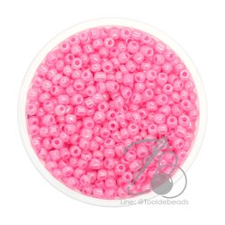 OK Brand ลูกปัดเม็ดทราย 8/0 โทนมุก สีโอรส (15 กรัม) SKU-08897