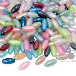 ลูกปัดกิโล ตราจระเข้ เม็ดข้าว 13มม. โทนมุก (1000 กรัม) SKU-11095