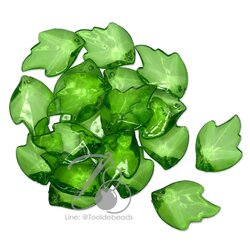 จี้อะคริลิค 27*38มม. ลายใบไม้หยัก สีเขียวเข้มใส (10 กรัม) SKU-12370